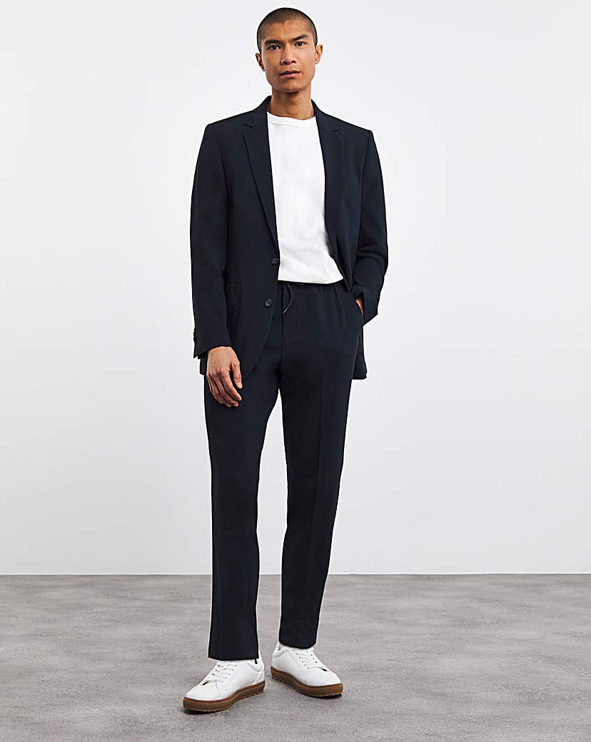 Navy Smart Jogger Waistband Trouser