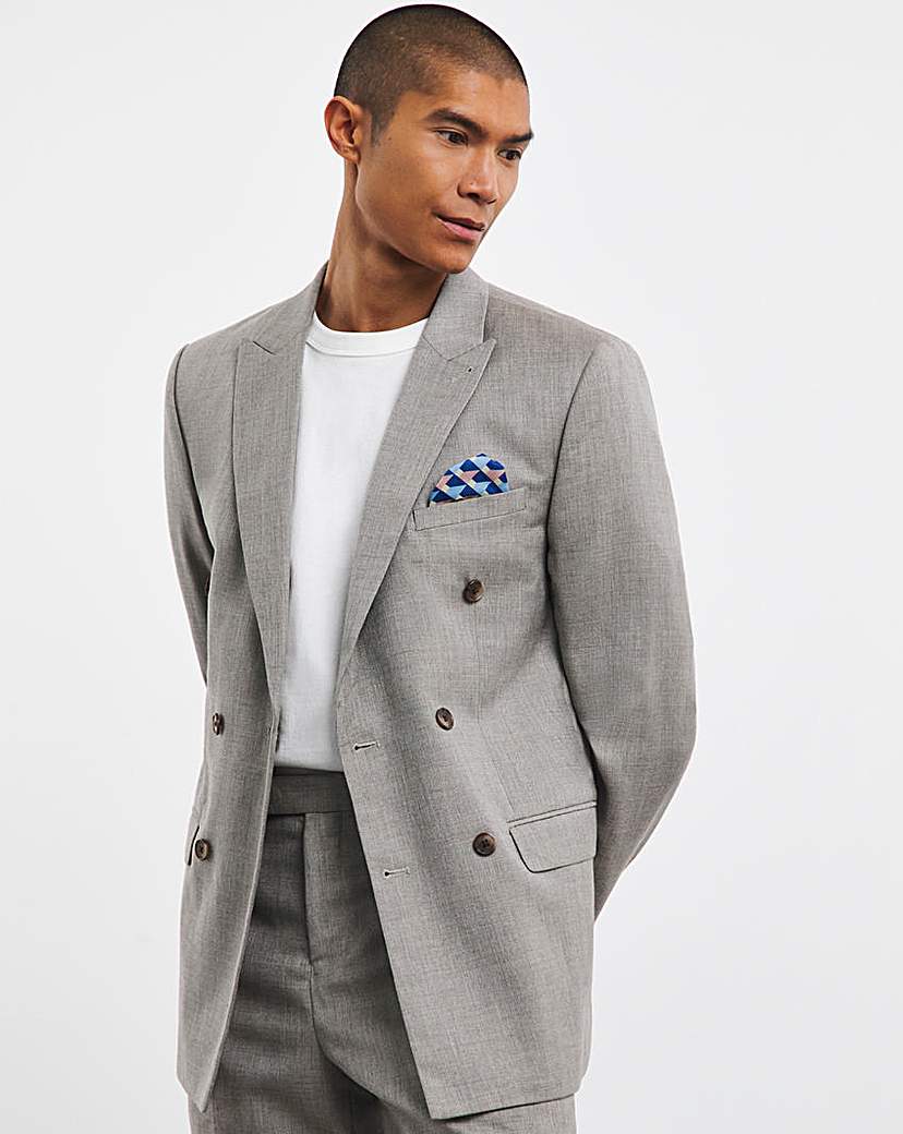 Linen Look Double Breased Suit Jacket