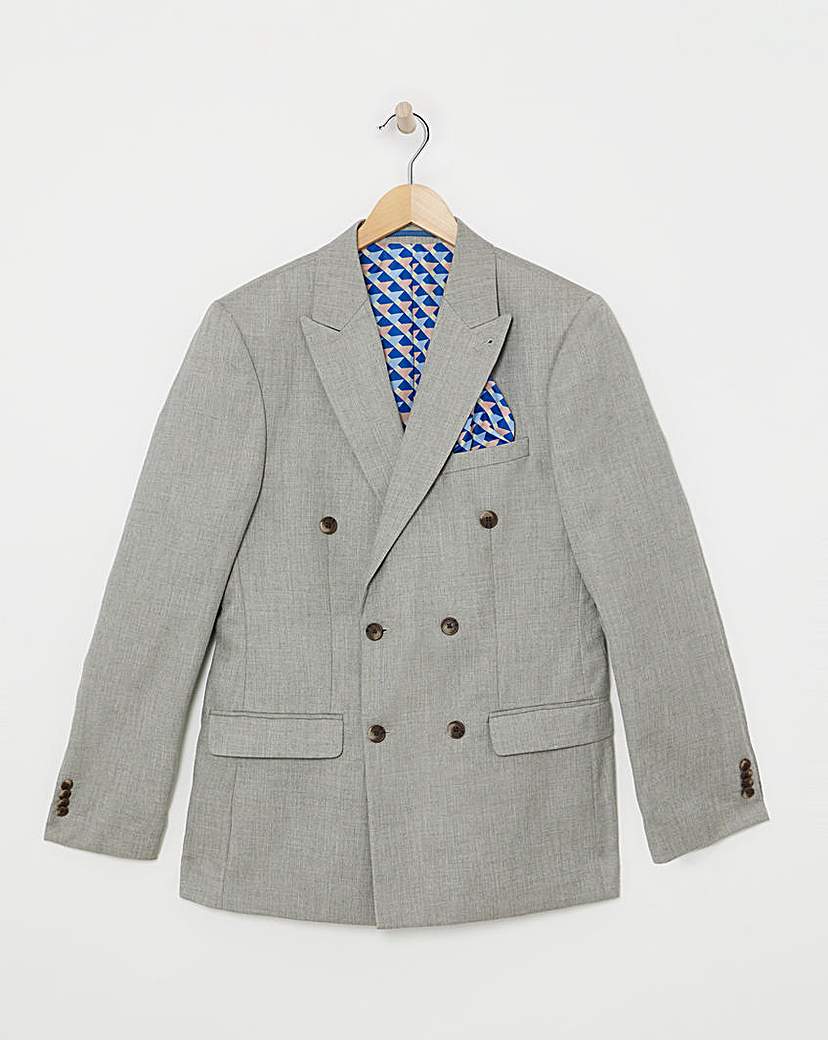 Linen Look Double Breased Suit Jacket