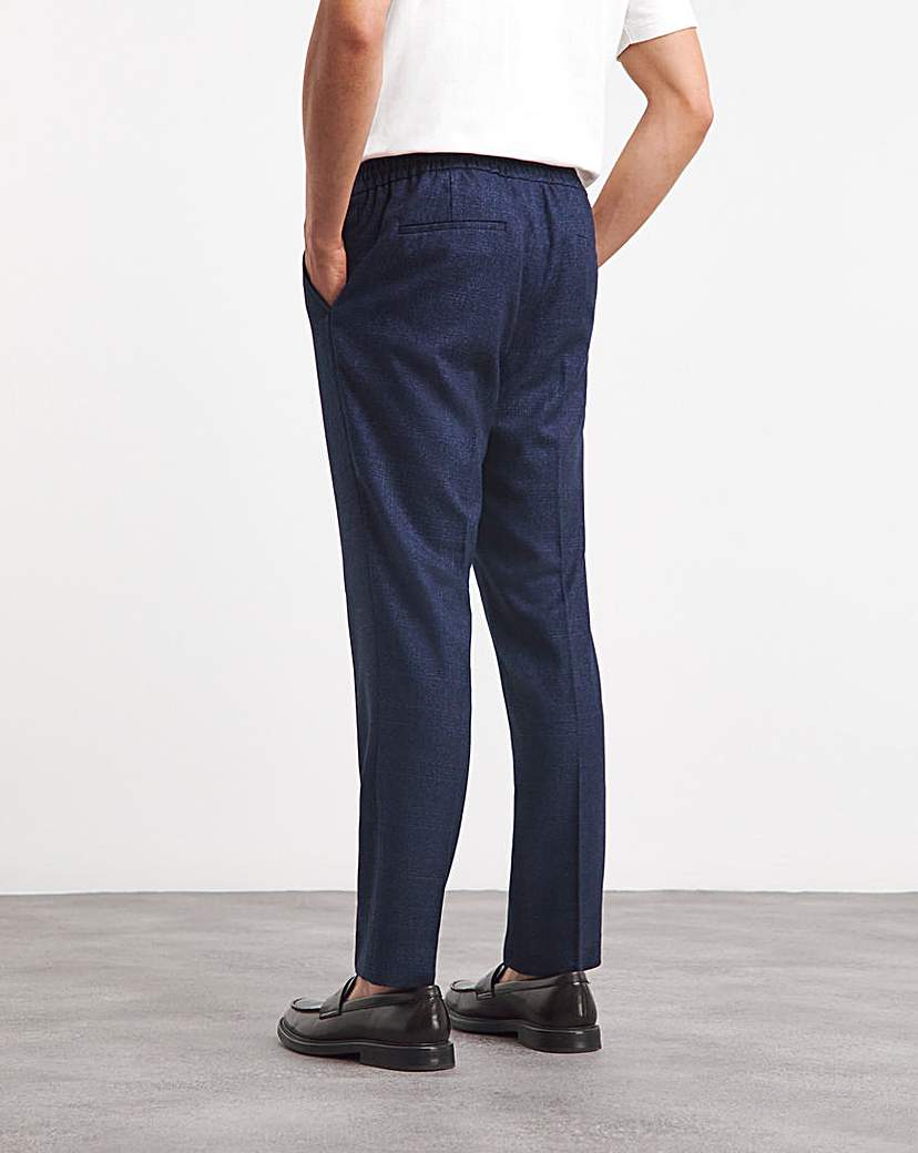 Navy Check Smart Jog Waistband Trouser