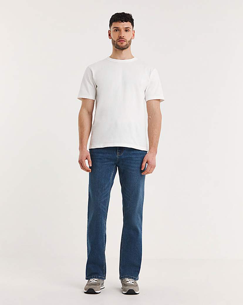 Bootcut Fit Stretch Jeans Mid Wash