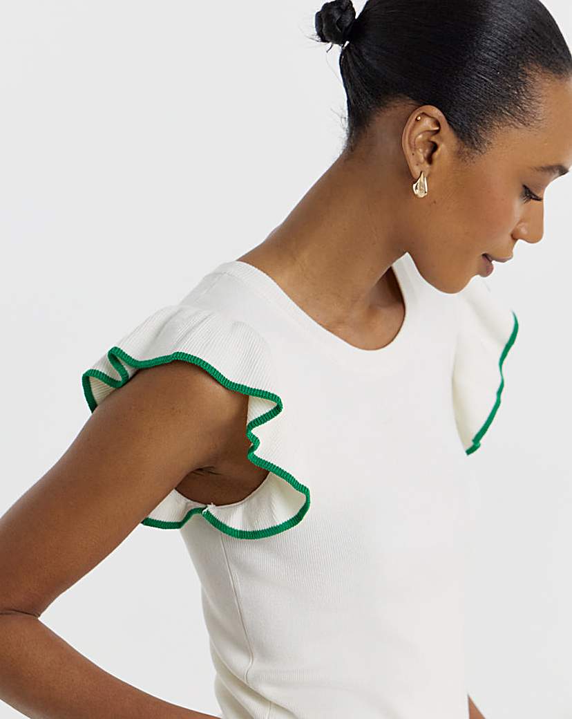 JDY Adele O-Neck Frill Top Knit