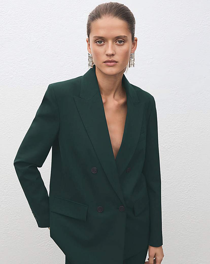 Mango V-Neck Vivid Green Blazer