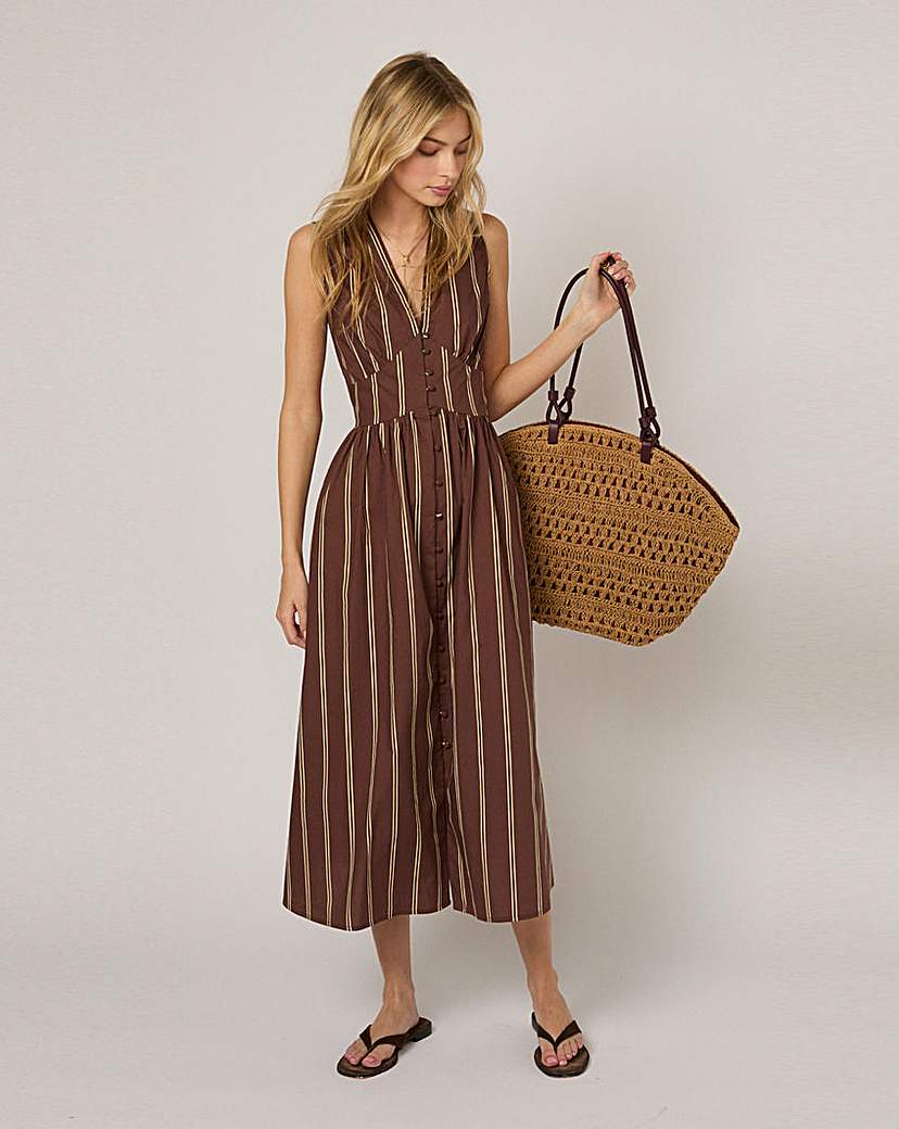 Nobody's Child - Midi Dress - Organic Cotton - Brown - Size 14