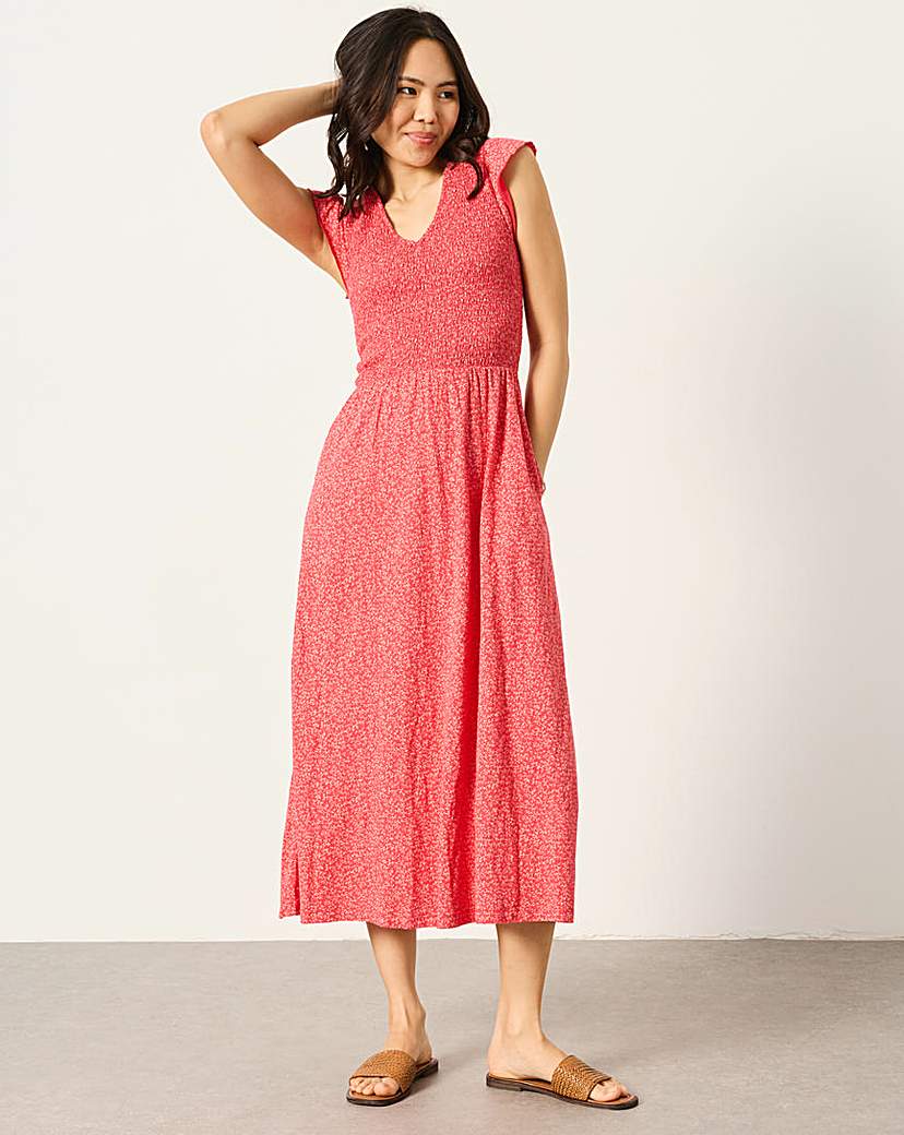 Fatface Women's Coral Demi Jersey Midi Dress