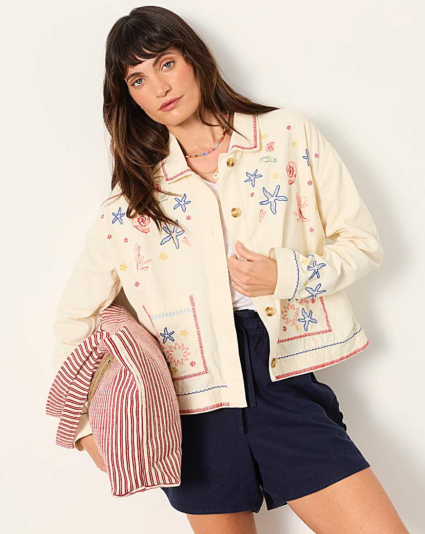 FatFace - Women's - Embroidered Jacket - Shells Pattern - Size 12
