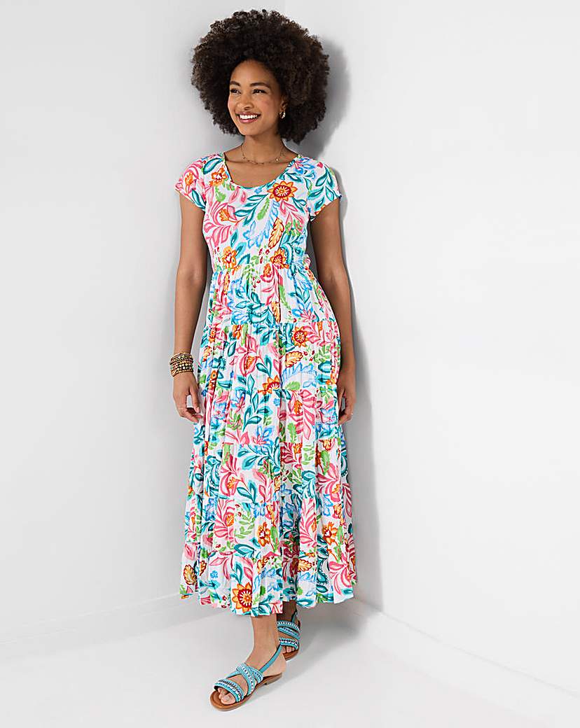 Joe Browns Blue Multi-Coloured Daydreamer Crinkle Maxi Dress - Size 18