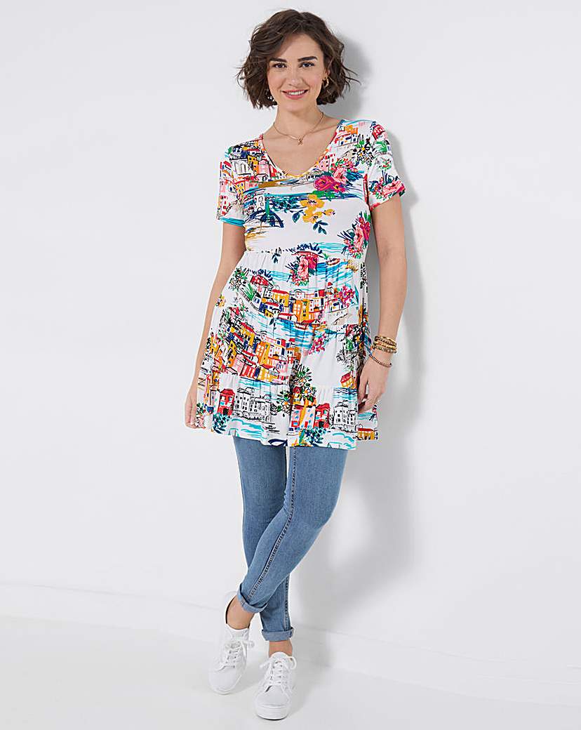 Joe Browns Multi Sunny Scenic Jersey Tunic Top - : Size 20