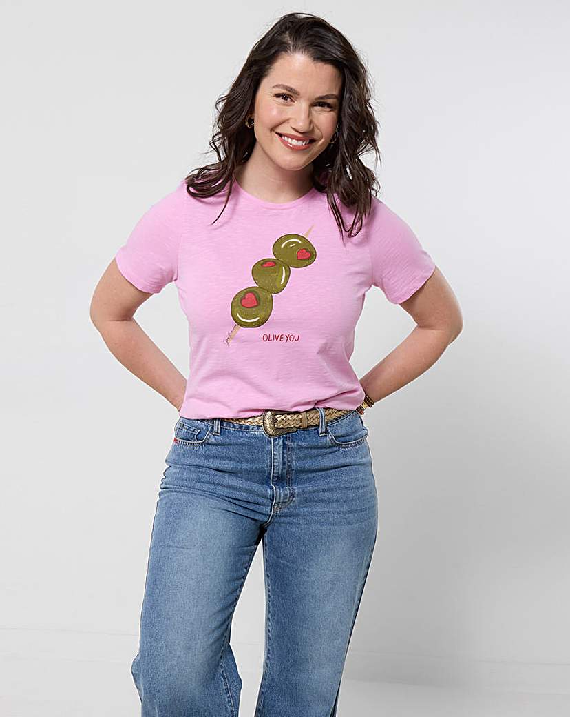 Joe Browns Pink Olive You Tee - : Size 18