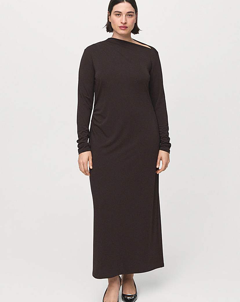 Mango Women's Dark Brown Boat Neck Dress Size 12