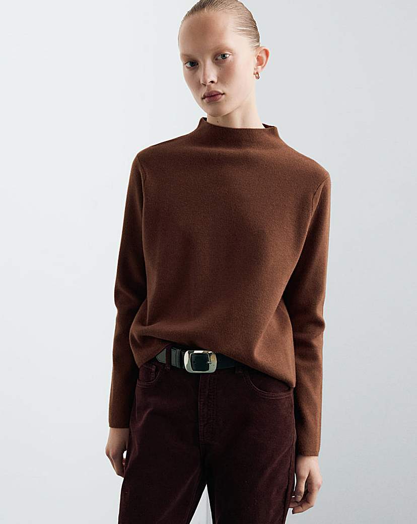 Mango Dark Brown High Neck Sweater - 1XL