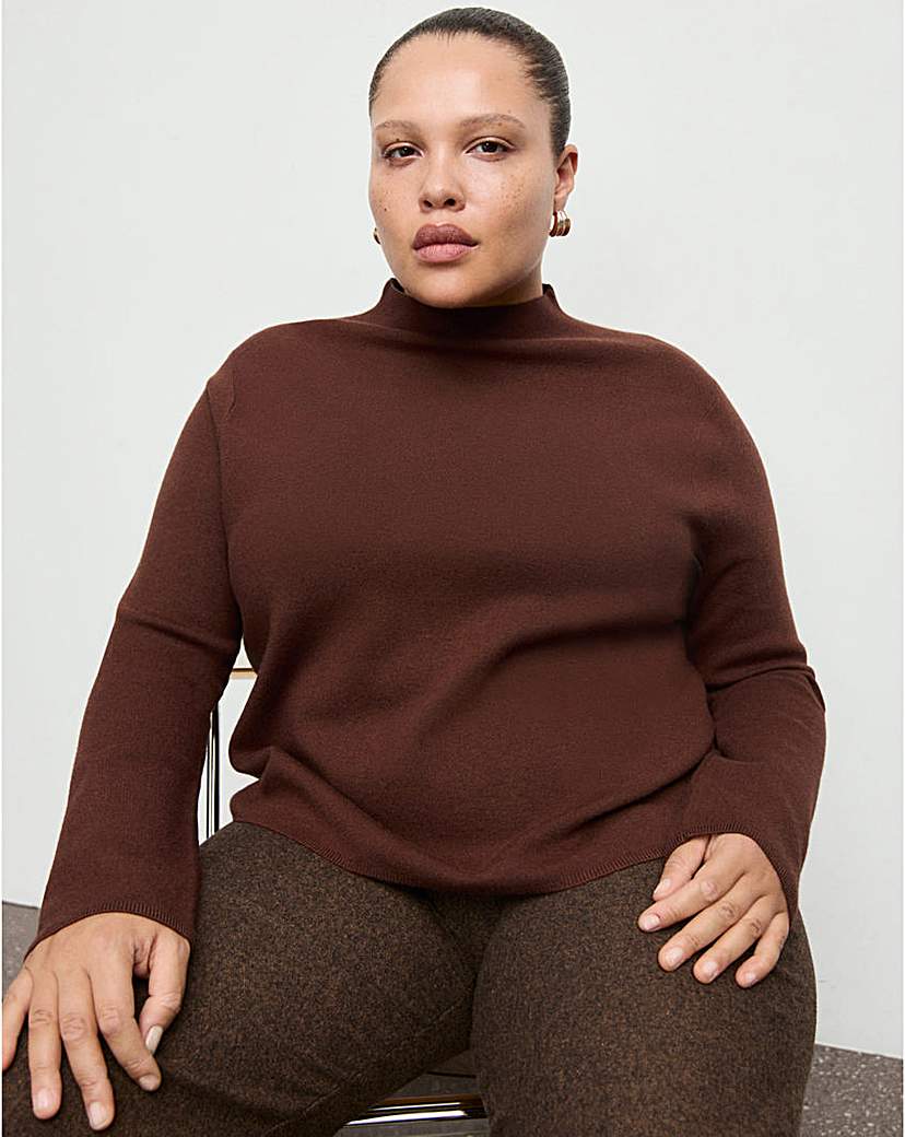 Mango Women's Dark Brown High Neck Sweater Extra Large