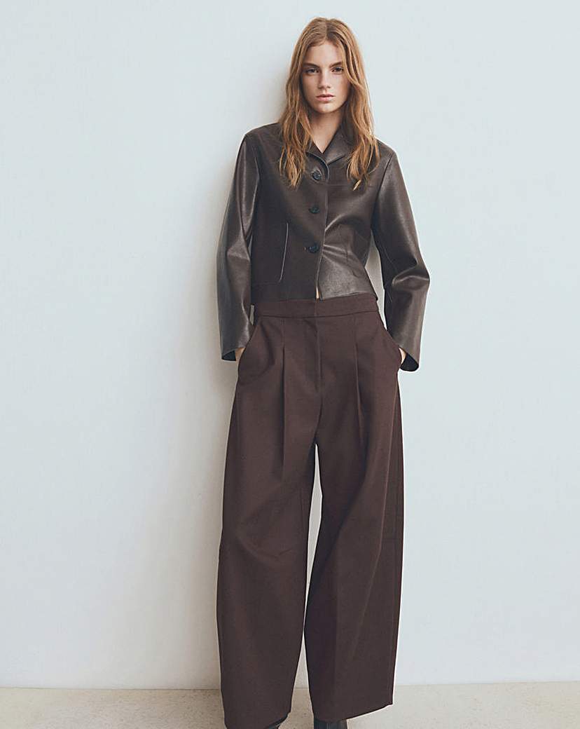 Mango Dark Brown Faux Leather Jacket - 1XL