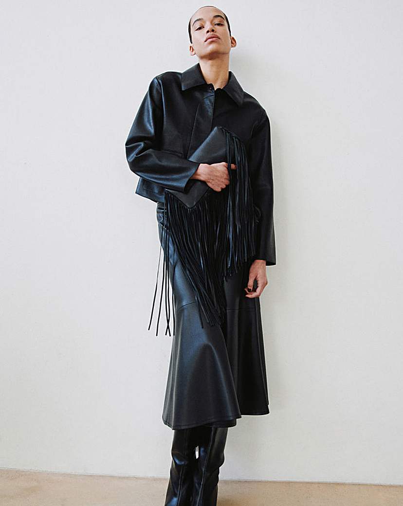 Mango Black Faux Leather Jacket - Small