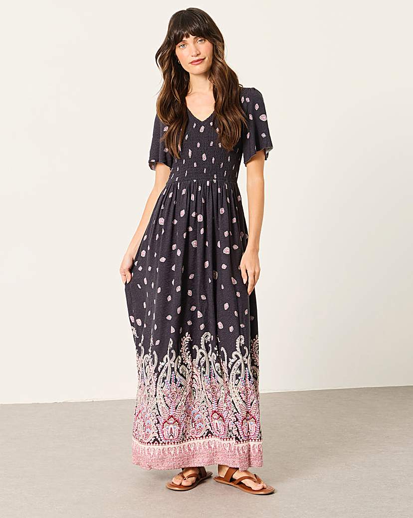 Fatface Women's Black Alma Paisley Midi Dress Size 8