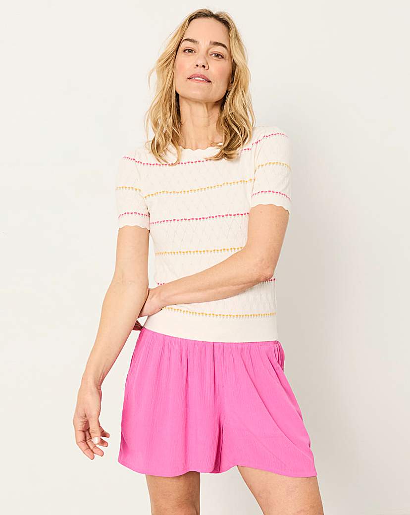 Fatface Women's Ivory Fleur Stripe Tee Size 24