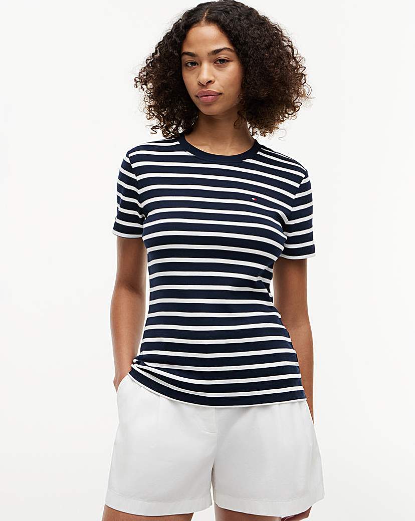 Tommy Hilfiger Women's Navy Multi Slim Cody T-Shirt Extra Large