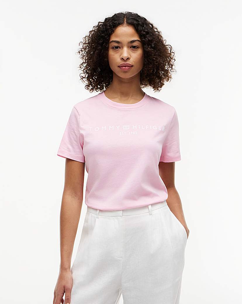 Tommy Hilfiger Pink Logo Short Sleeve Tee - Small