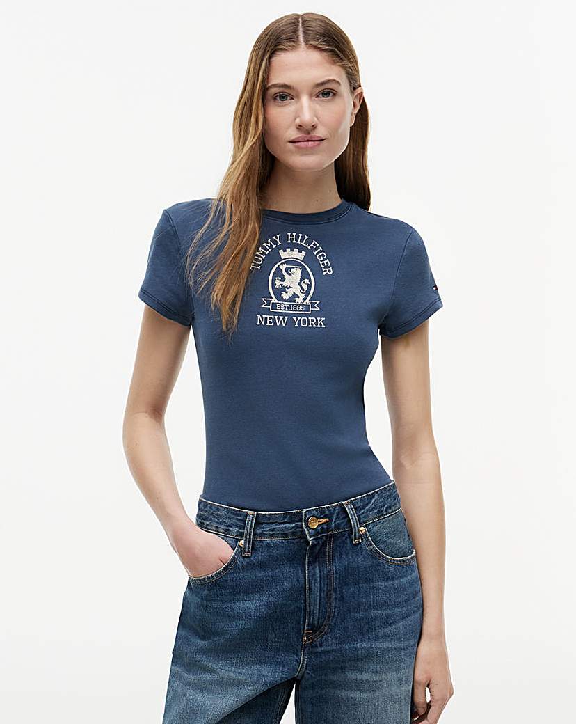 Tommy Hilfiger Navy Garment Dye Crest Tee - Extra Large