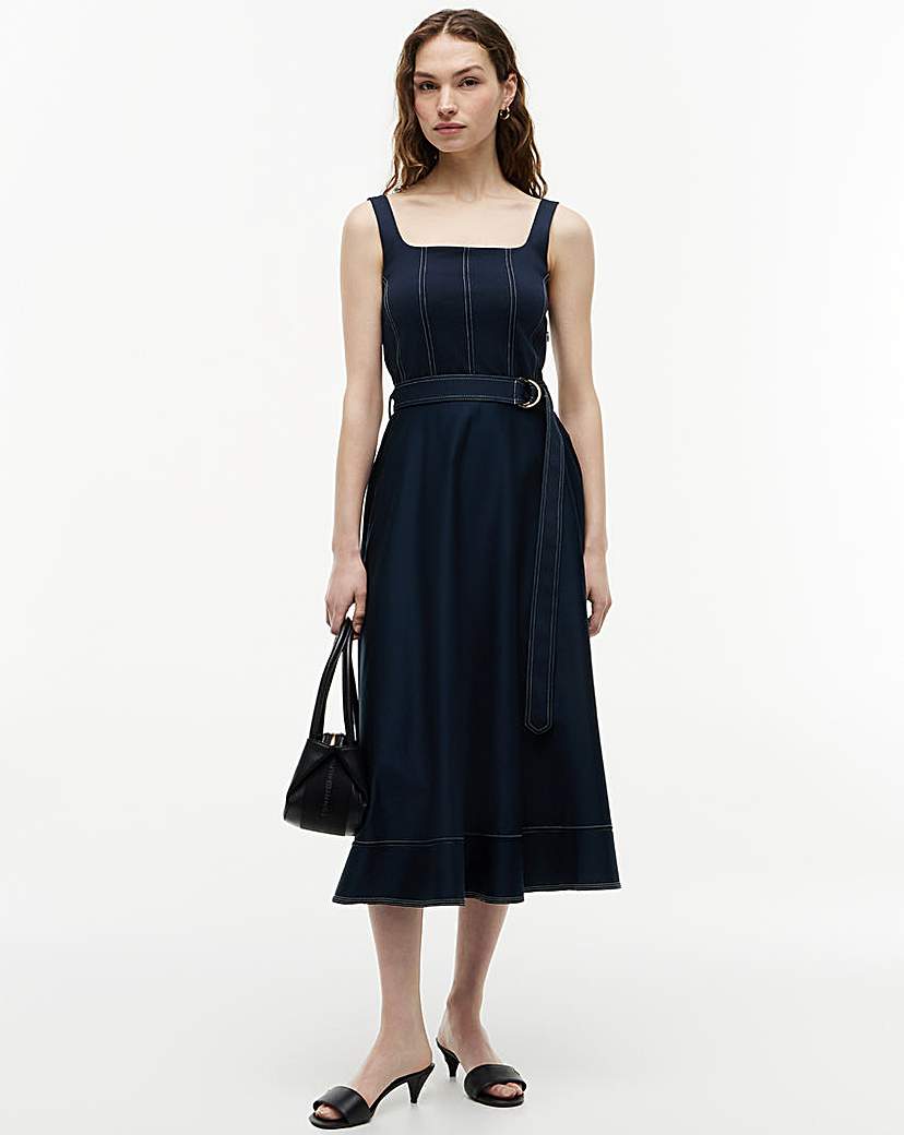 Tommy Hilfiger Navy Contrast Stitch Dress - Small