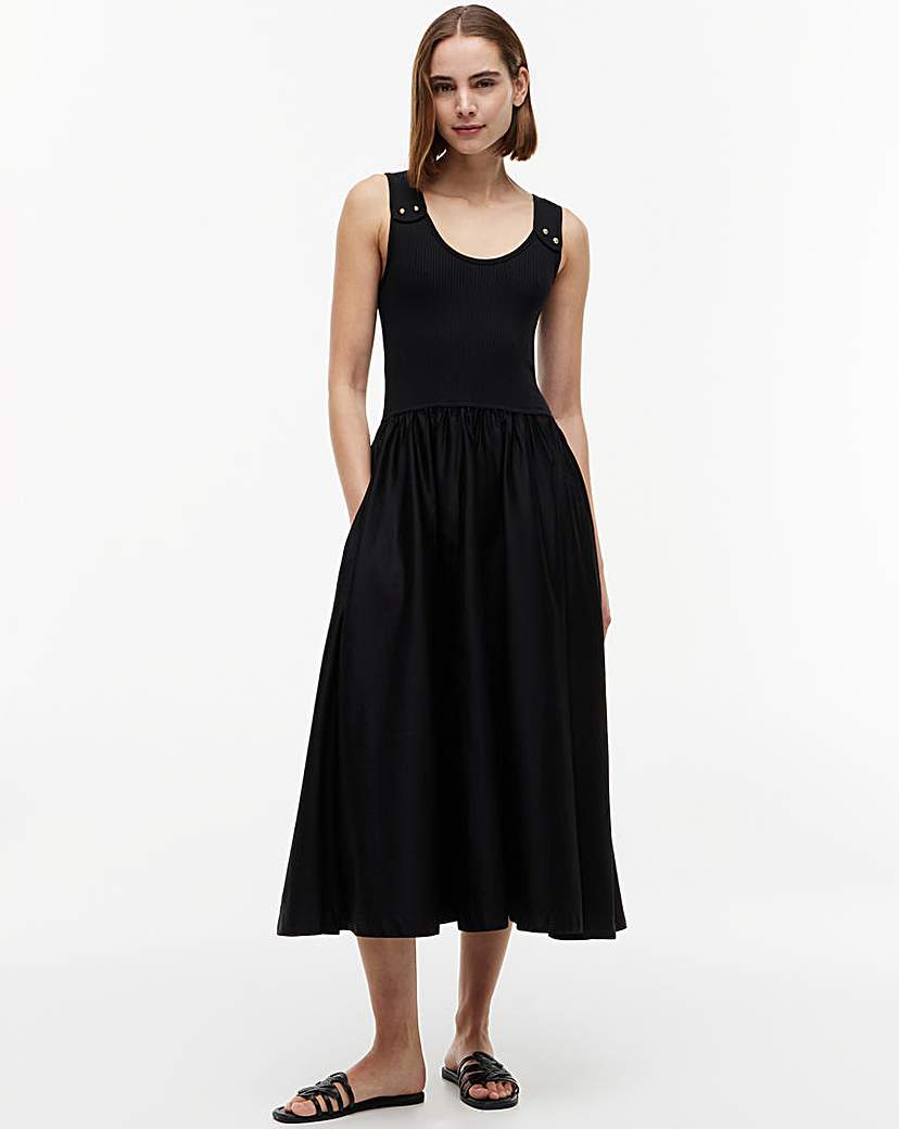 Tommy Hilfiger Women's Black Rib Mix Media Dress Medium