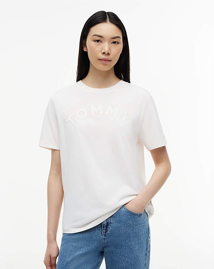 Tommy Jeans White Relaxed Varsity Tee - Large