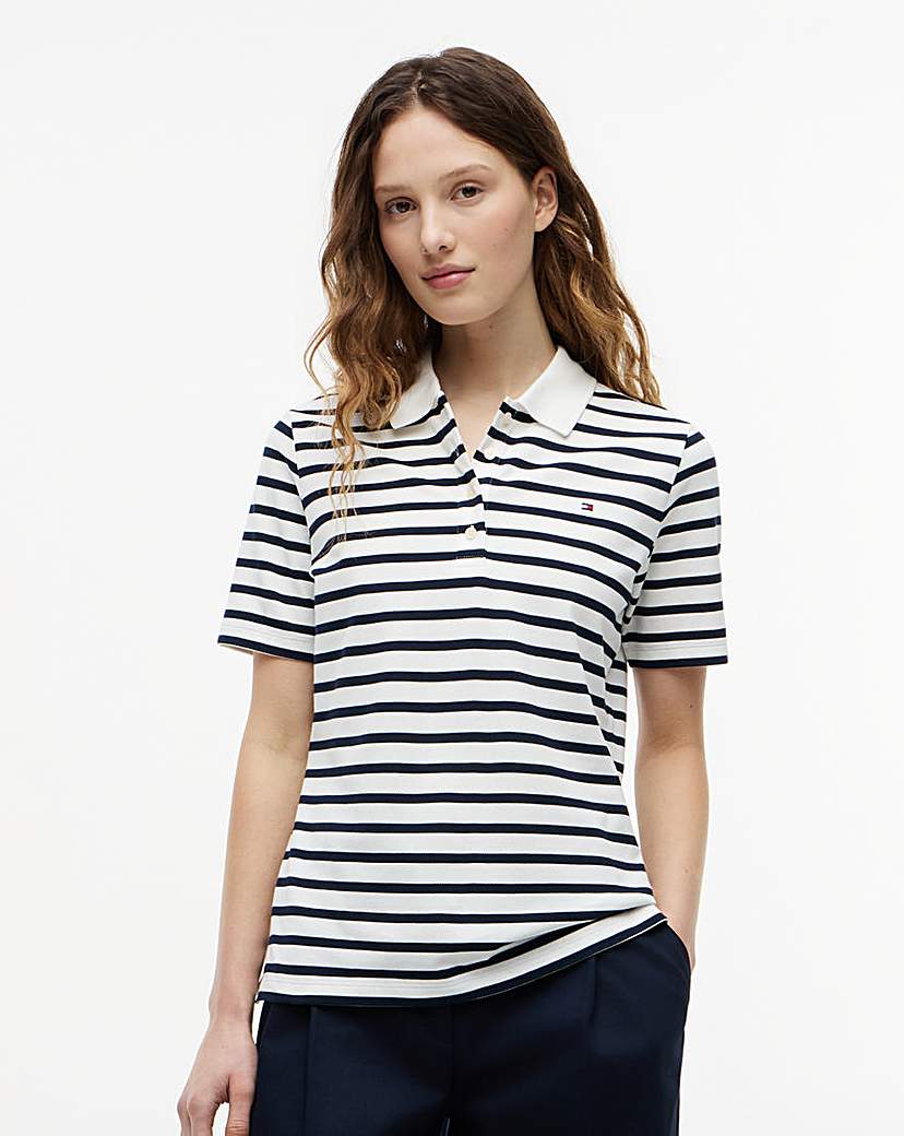 Tommy Hilfiger Beige/Navy 1985 Stripe Pique Polo Ss - 2XL