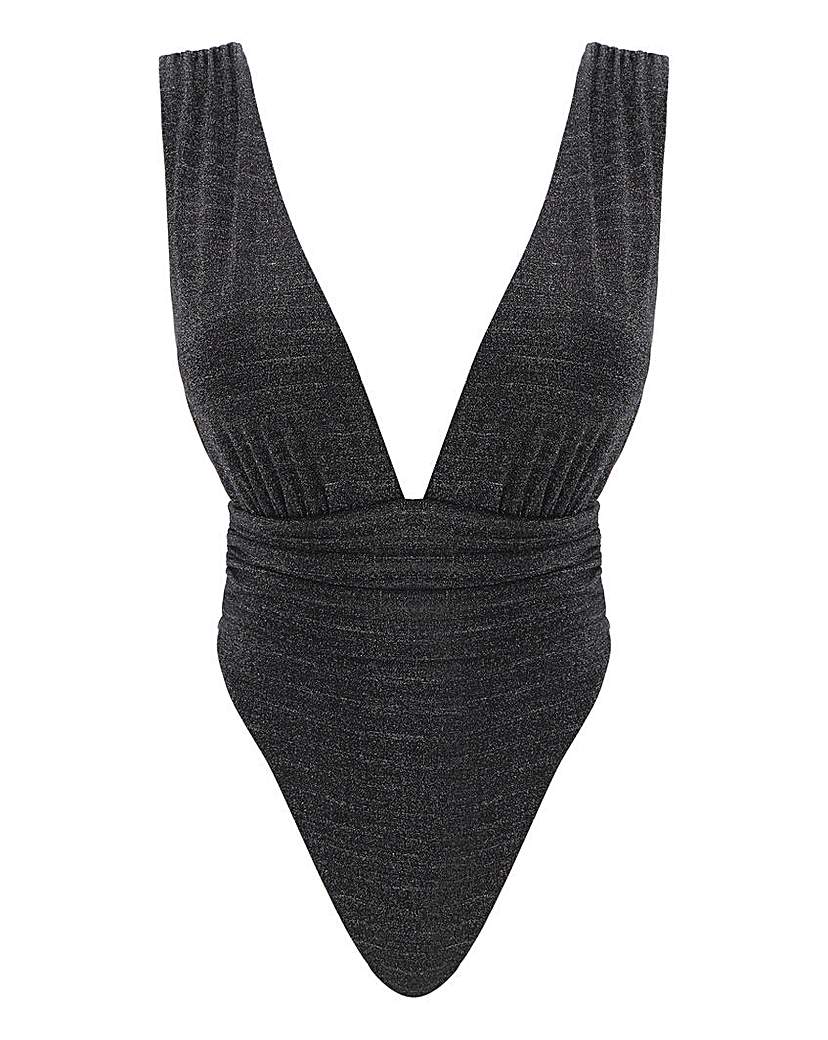 Simply Be Halterneck Plunge Sparkle Swimsuit