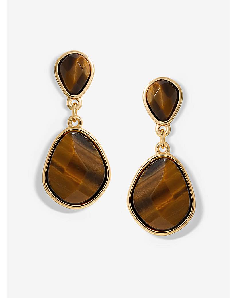 Jon Richard Gold Tigers Eye Earrings