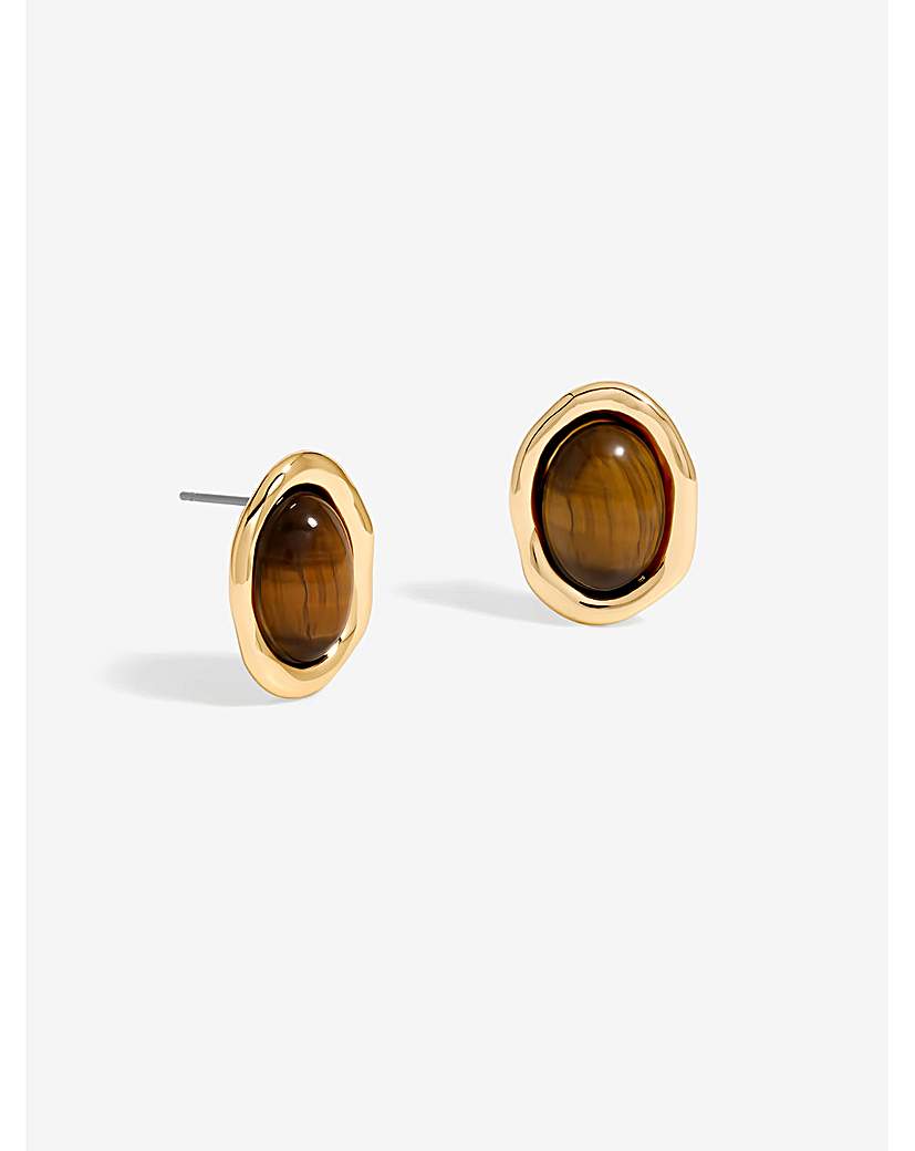 Jon Richard Gold Tigers Eye Oval Studs
