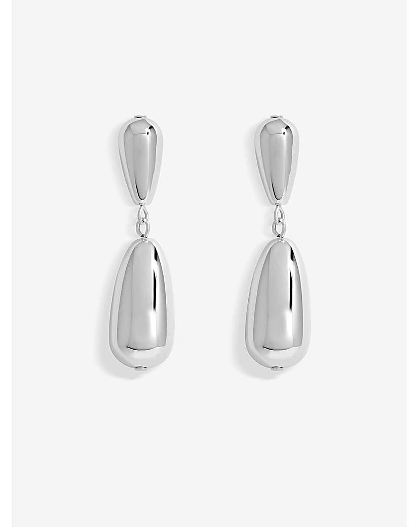 Mood Silver Polished Dome Drop Earrings