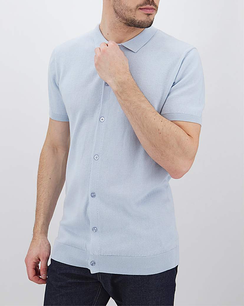 Image of Blue Short Sleeve Polo Jumper Long