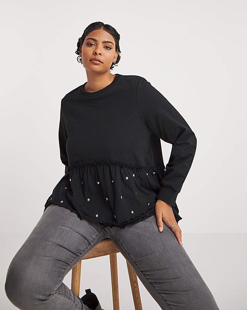 Black Star Stud Tiered Tunic