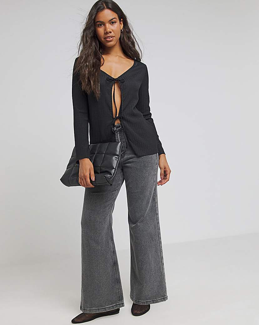 Textured Tie Front Cardigan