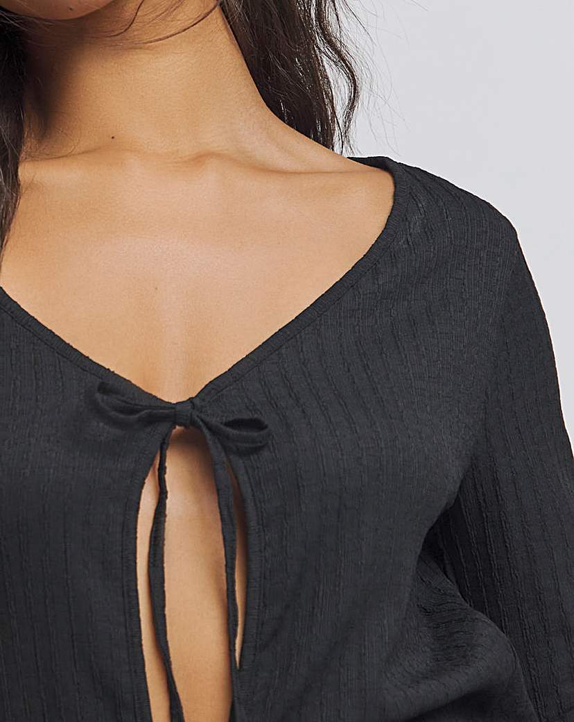Textured Tie Front Cardigan