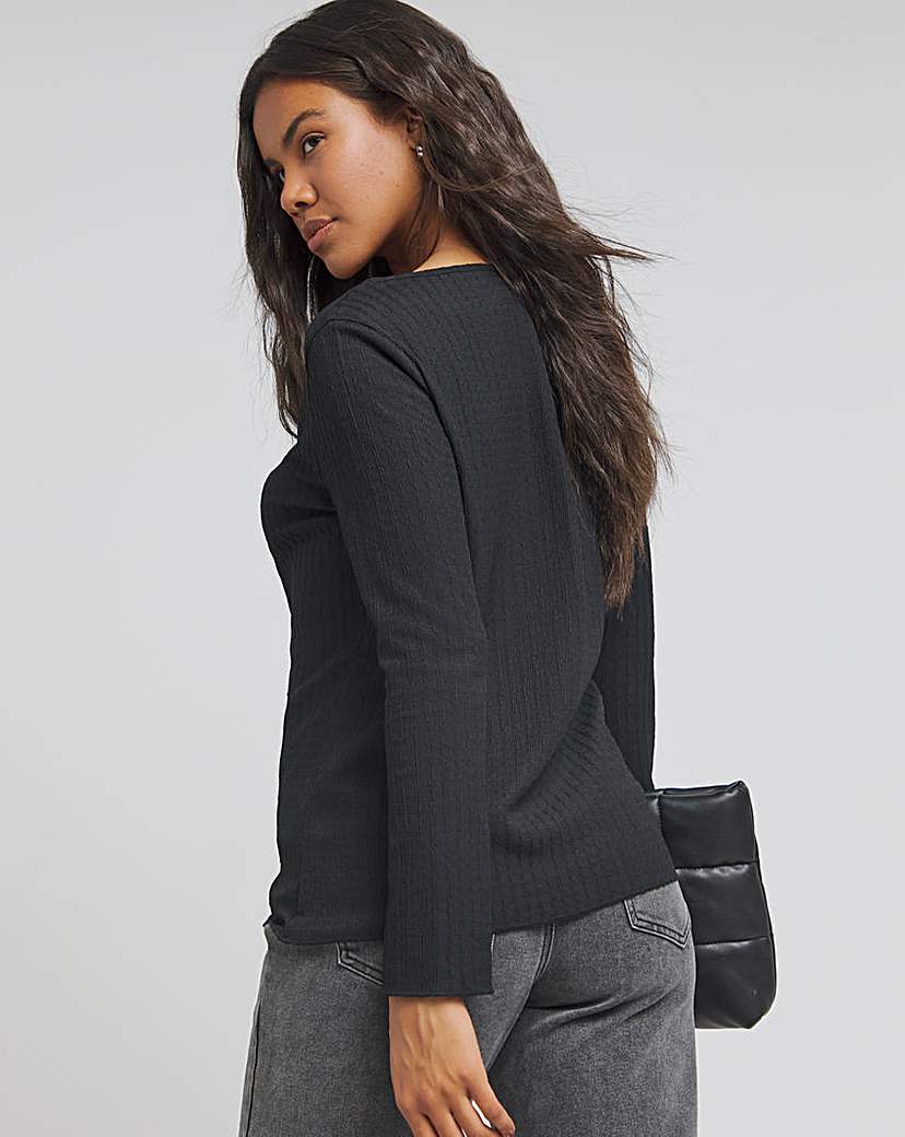 Textured Tie Front Cardigan