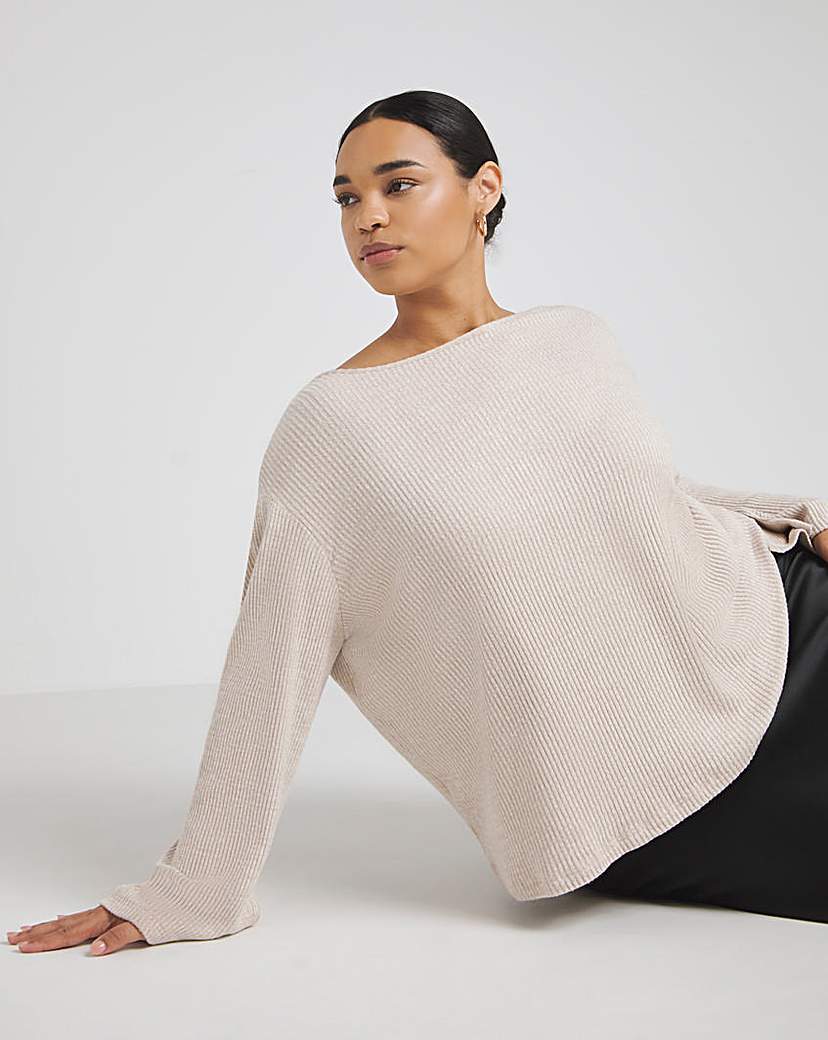 Goddess Ribbed Top With Flute Sleeves