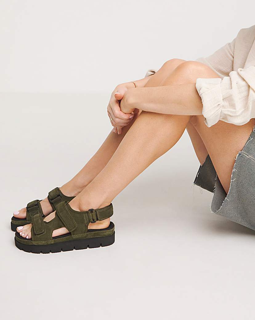 Strappy Suede Touch Close Sandal Wide