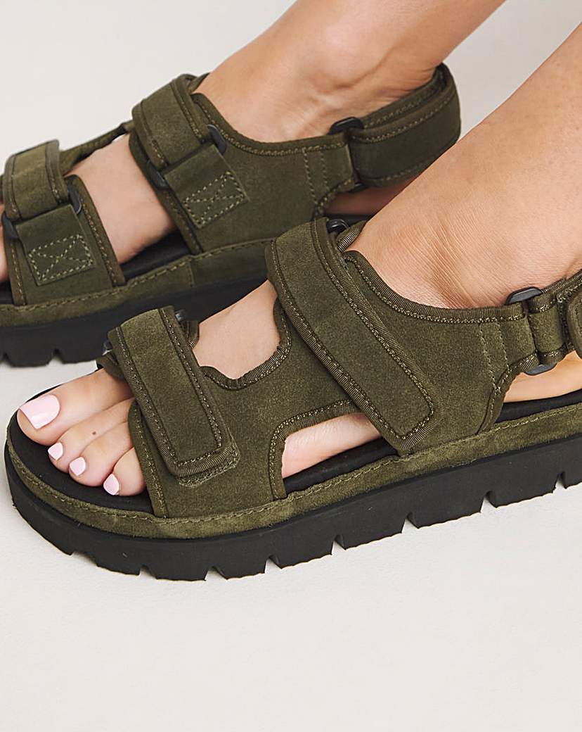 Strappy Suede Touch Close Sandal Wide