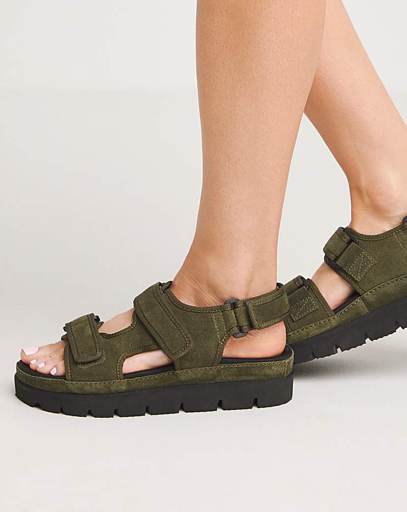 Strappy Suede Touch Close Sandal Wide