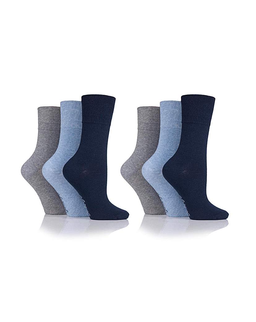 Image of Ladies 6 Pair Gentle Grip Plain Socks