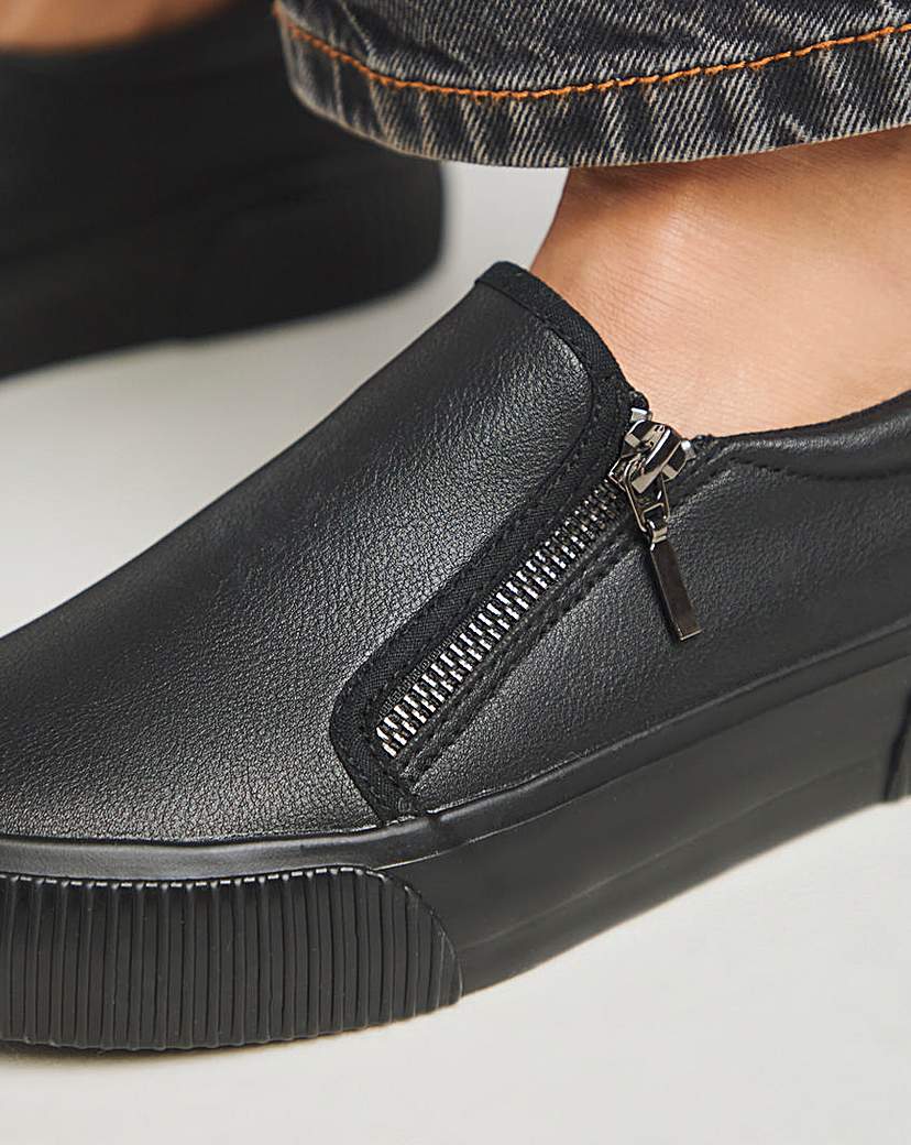 Side Zip Tumbled Trainers Wide Fit