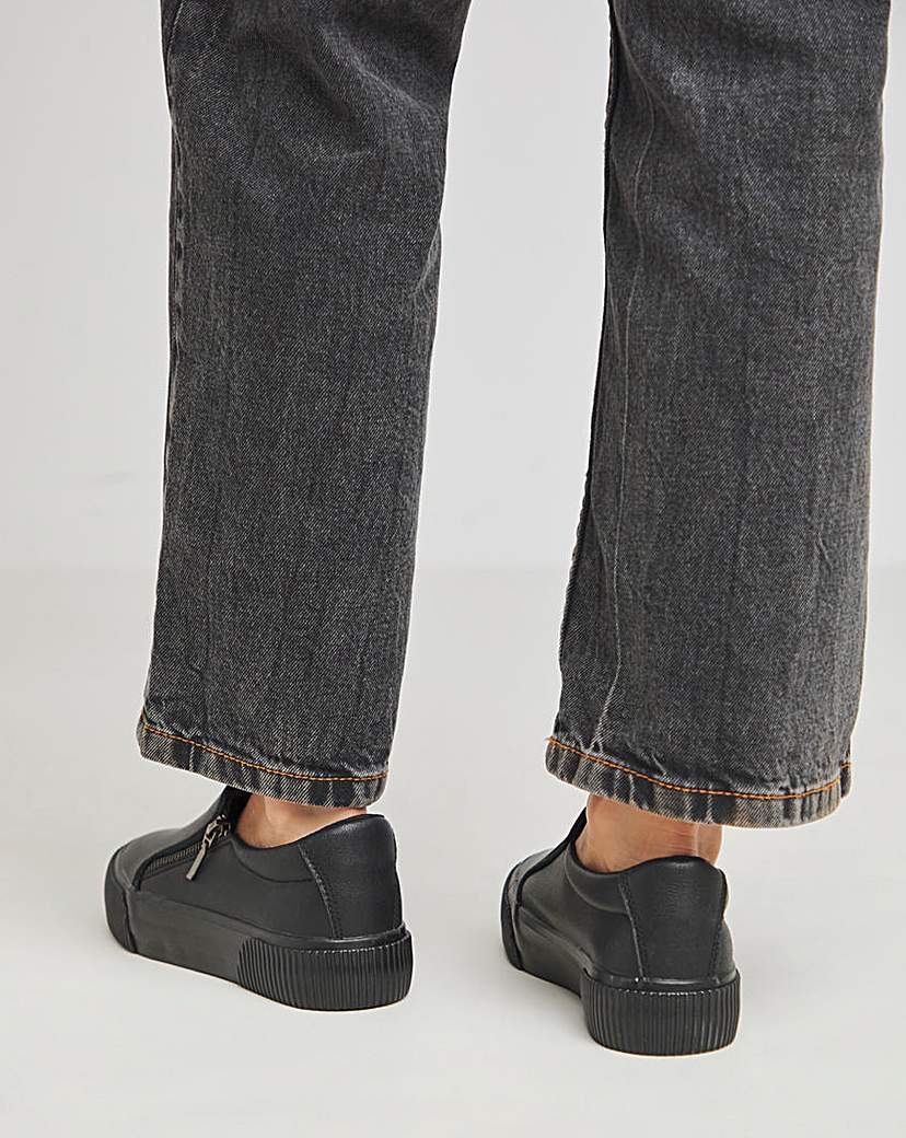 Side Zip Tumbled Trainers Wide Fit