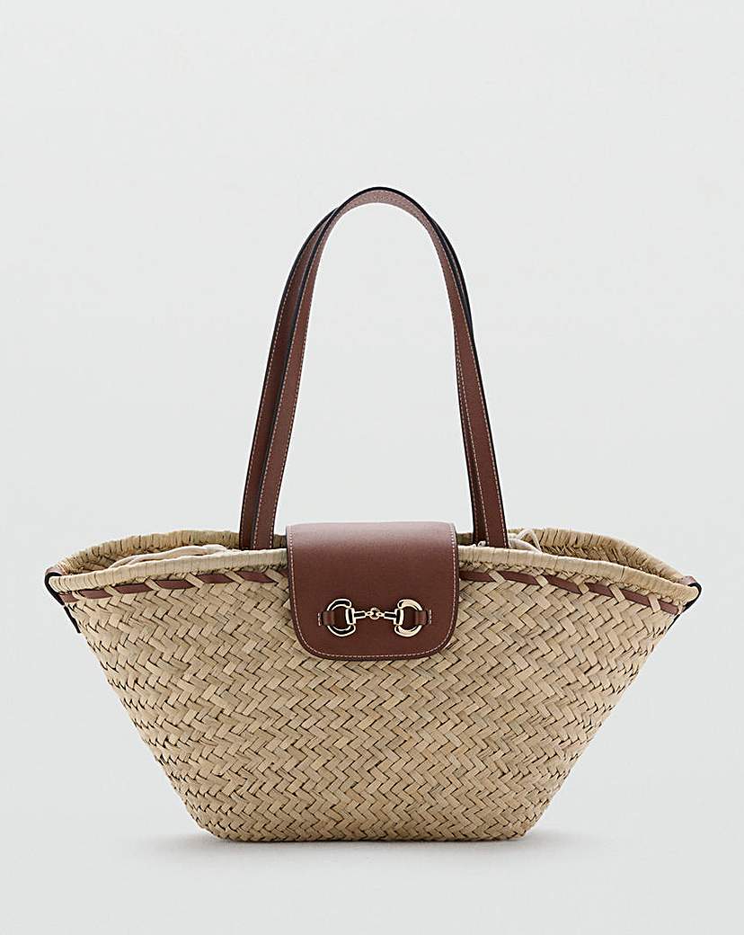 Mango Women's Brown Natural Fibre Shoulder Bag