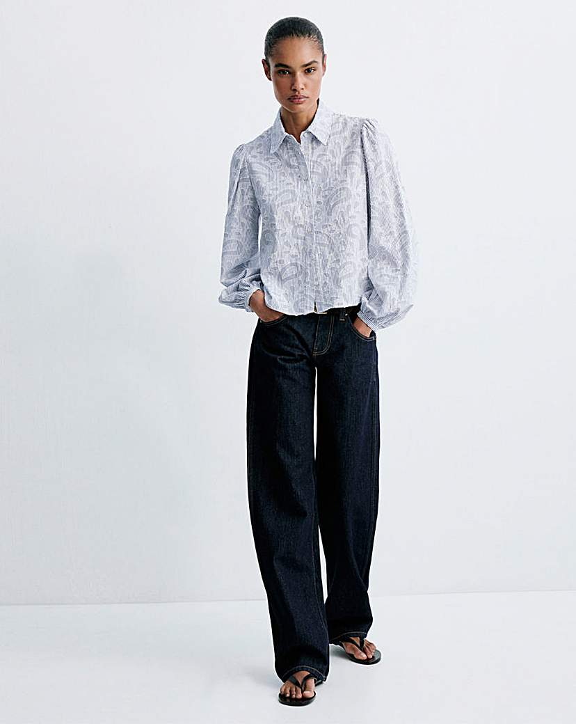 Mango Striped Shirt With Embroidered Det