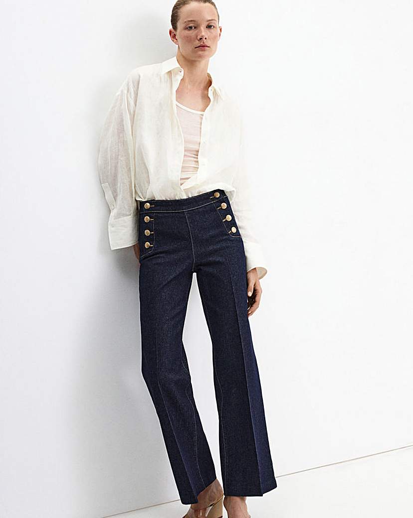Mango Wide-Leg Jeans With Side Buttons