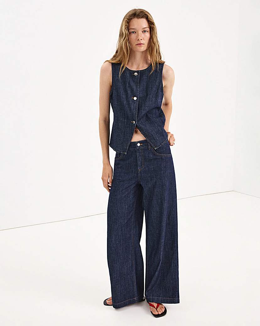 Mango Wide Leg Rinse-Wash Jeans