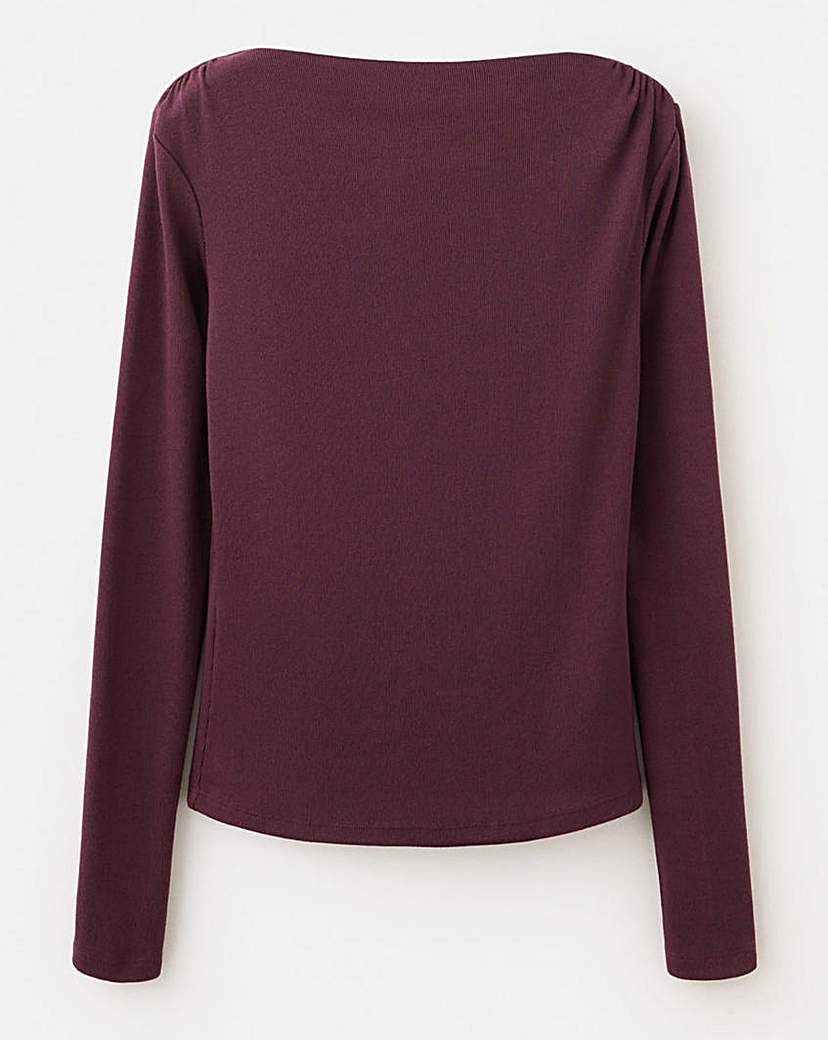 Mango Long-Sleeved Boat Neck T-Shirt