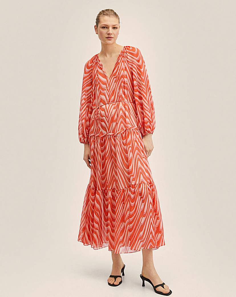 Mango Ruffled Printed Dress