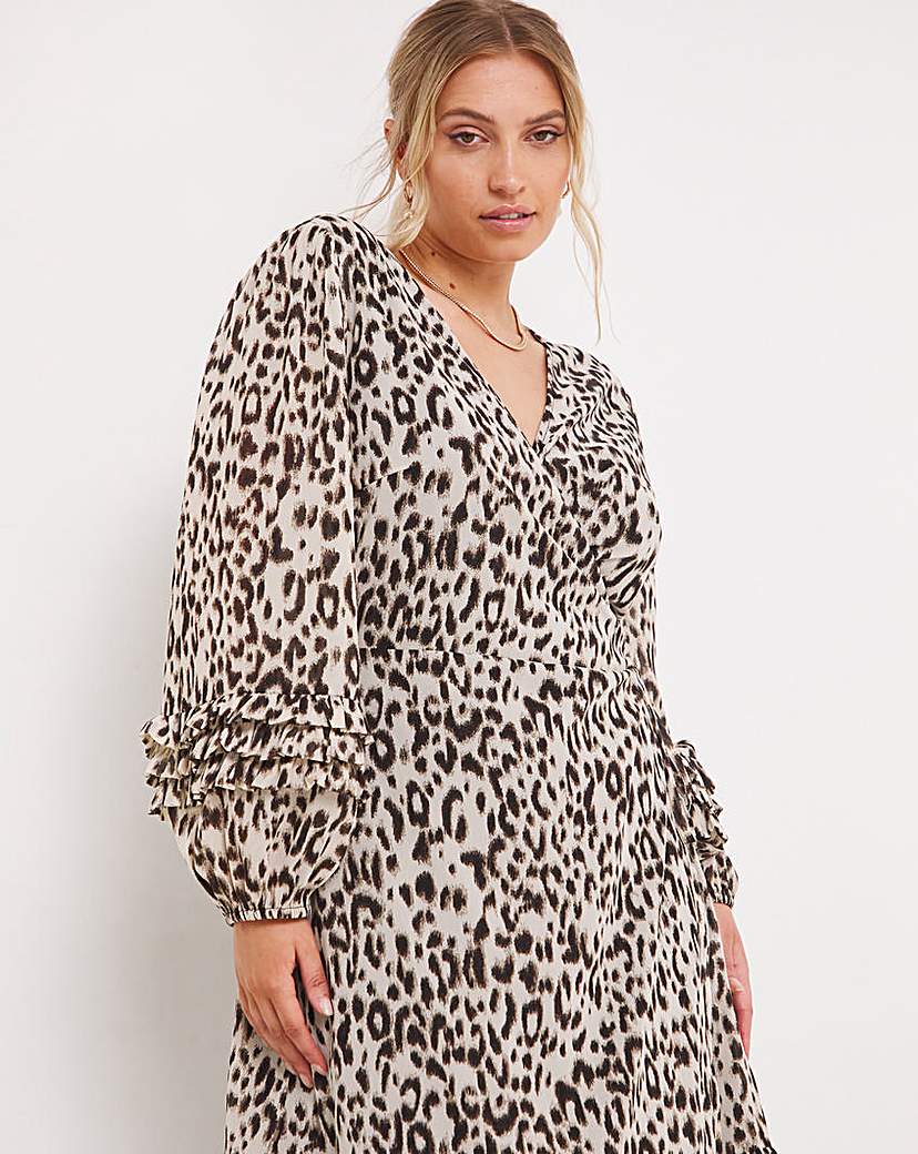 Lovedrobe Frill Leopard Wrap Dress